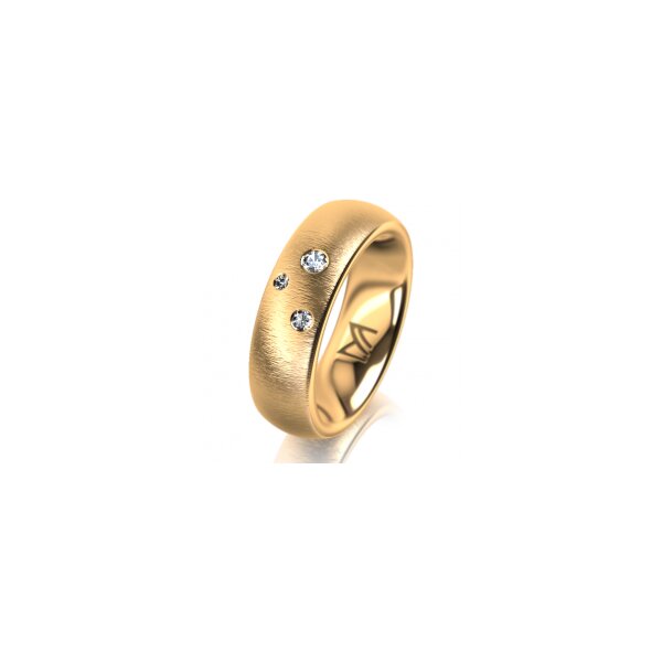 Ring 14 Karat Gelbgold 6.0 mm sandmatt 3 Brillanten G vs Gesamt 0,060ct