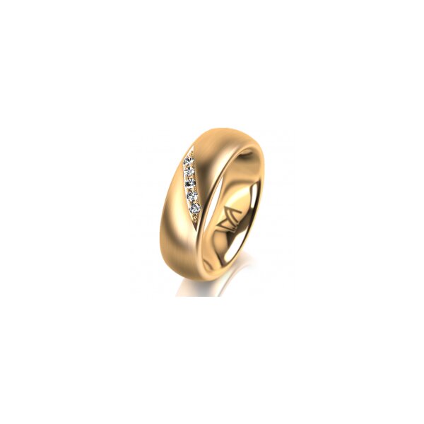 Ring 14 Karat Gelbgold 6.0 mm längsmatt 5 Brillanten G vs Gesamt 0,065ct