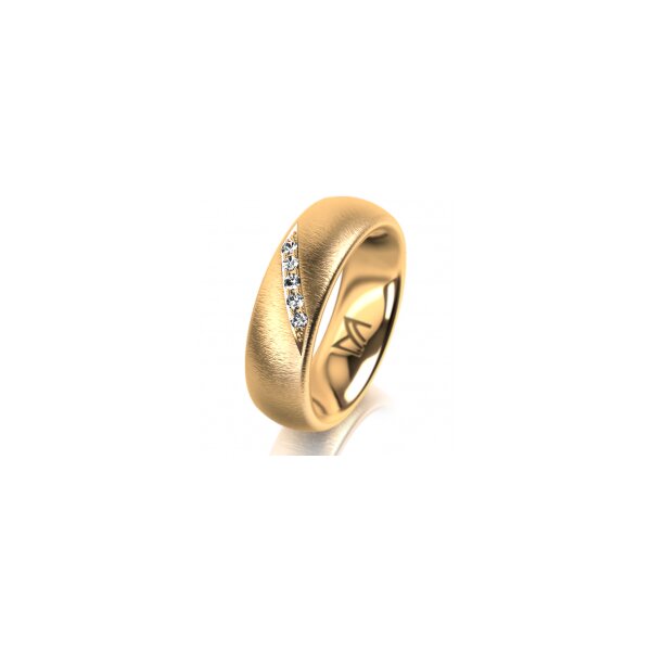 Ring 14 Karat Gelbgold 6.0 mm sandmatt 5 Brillanten G vs Gesamt 0,065ct
