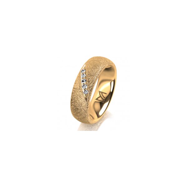 Ring 14 Karat Gelbgold 6.0 mm kristallmatt 5 Brillanten G vs Gesamt 0,065ct