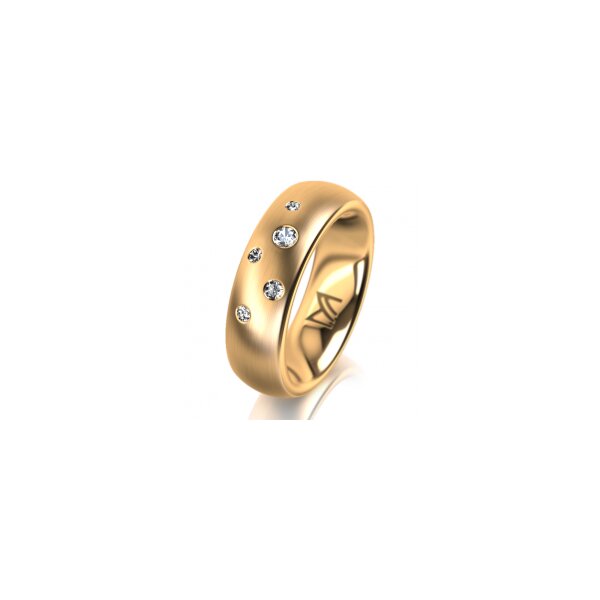 Ring 14 Karat Gelbgold 6.0 mm längsmatt 5 Brillanten G vs Gesamt 0,080ct