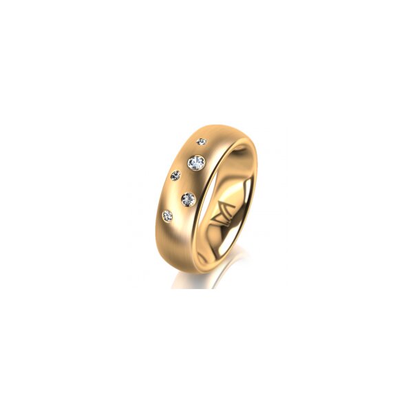 Ring 14 Karat Gelbgold 6.0 mm l&auml;ngsmatt 5 Brillanten G vs Gesamt 0,080ct