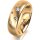 Ring 14 Karat Gelbgold 6.0 mm längsmatt 5 Brillanten G vs Gesamt 0,080ct