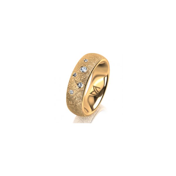 Ring 14 Karat Gelbgold 6.0 mm kristallmatt 5 Brillanten G vs Gesamt 0,080ct