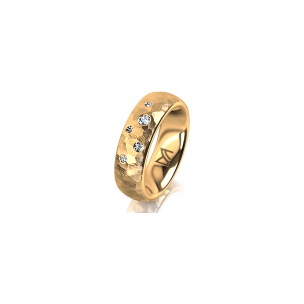 Ring 14 Karat Gelbgold 6.0 mm diamantmatt 5 Brillanten G vs Gesamt 0,080ct