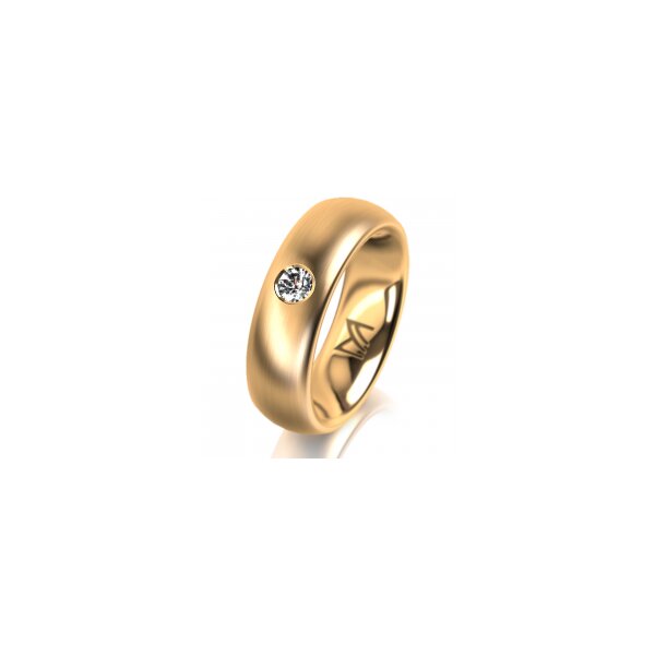 Ring 14 Karat Gelbgold 6.0 mm längsmatt 1 Brillant G vs 0,110ct