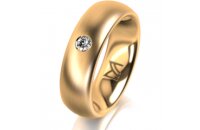 Ring 18 Karat Gelbgold 6.0 mm l&auml;ngsmatt 1 Brillant G...