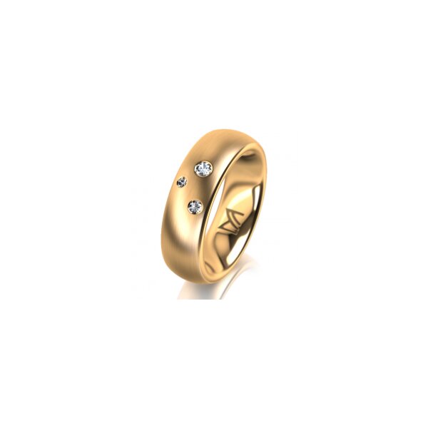 Ring 18 Karat Gelbgold 6.0 mm längsmatt 3 Brillanten G vs Gesamt 0,060ct