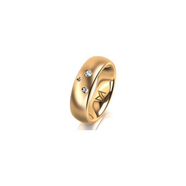 Ring 18 Karat Gelbgold 6.0 mm l&auml;ngsmatt 3 Brillanten G vs Gesamt 0,060ct