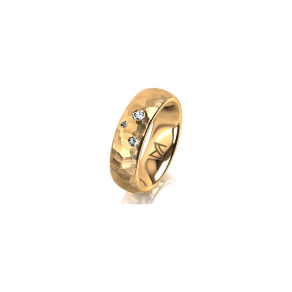 Ring 18 Karat Gelbgold 6.0 mm diamantmatt 3 Brillanten G vs Gesamt 0,060ct