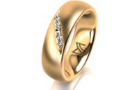 Ring 18 Karat Gelbgold 6.0 mm l&auml;ngsmatt 5 Brillanten...