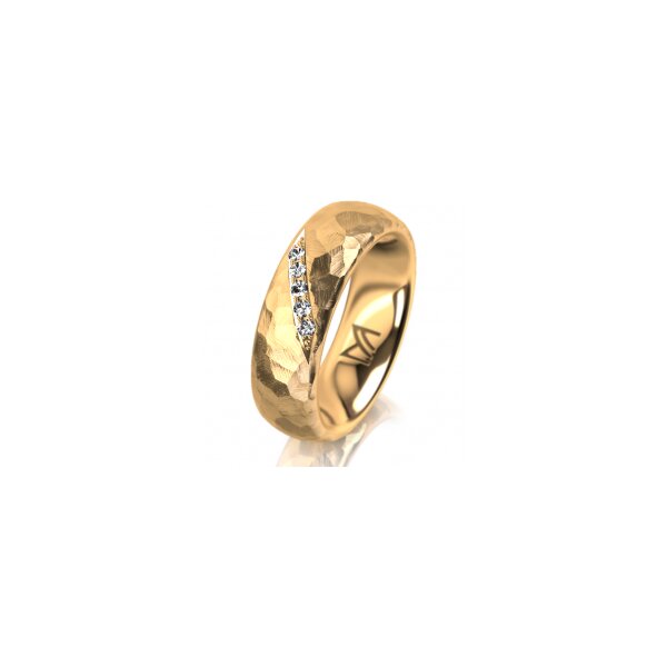 Ring 18 Karat Gelbgold 6.0 mm diamantmatt 5 Brillanten G vs Gesamt 0,065ct