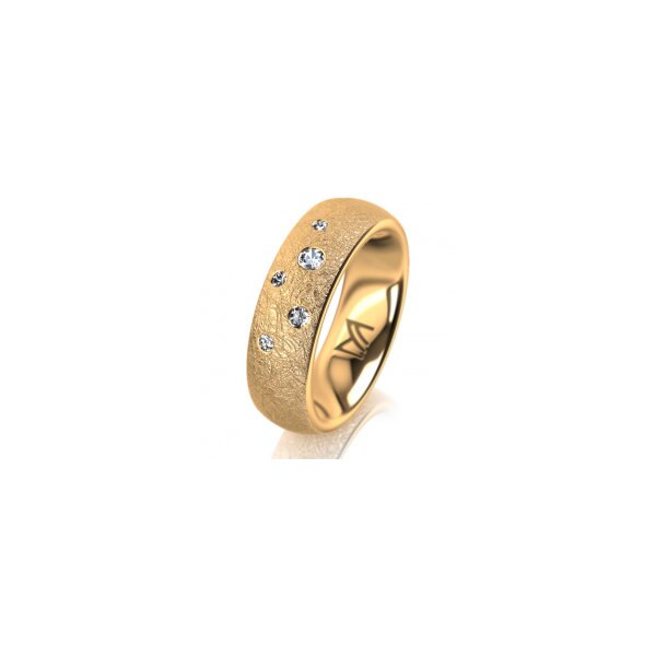 Ring 18 Karat Gelbgold 6.0 mm kreismatt 5 Brillanten G vs Gesamt 0,080ct
