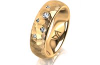 Ring 18 Karat Gelbgold 6.0 mm diamantmatt 5 Brillanten G...