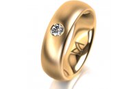 Ring 18 Karat Gelbgold 6.0 mm l&auml;ngsmatt 1 Brillant G...