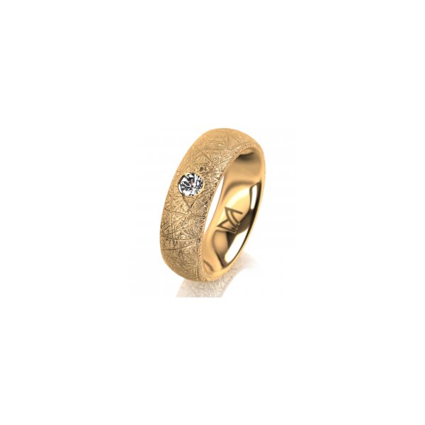 Ring 18 Karat Gelbgold 6.0 mm kristallmatt 1 Brillant G vs 0,110ct