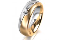 Ring 14 Karat Gelb-/Weissgold 6.0 mm l&auml;ngsmatt 1...