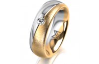 Ring 14 Karat Gelb-/Weissgold 6.0 mm sandmatt 1 Brillant...