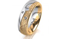 Ring 14 Karat Gelb-/Weissgold 6.0 mm kristallmatt 3...
