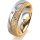 Ring 14 Karat Gelb-/Weissgold 6.0 mm kristallmatt 3 Brillanten G vs Gesamt 0,060ct