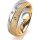 Ring 14 Karat Gelb-/Weissgold 6.0 mm kreismatt 5 Brillanten G vs Gesamt 0,080ct