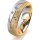Ring 14 Karat Gelb-/Weissgold 6.0 mm kristallmatt 5 Brillanten G vs Gesamt 0,080ct