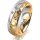 Ring 14 Karat Gelb-/Weissgold 6.0 mm diamantmatt 5 Brillanten G vs Gesamt 0,080ct