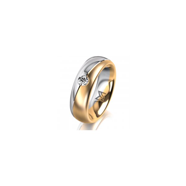Ring 14 Karat Gelb-/Weissgold 6.0 mm längsmatt 1 Brillant G vs 0,110ct