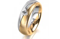 Ring 14 Karat Gelb-/Weissgold 6.0 mm sandmatt 1 Brillant...