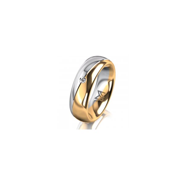 Ring 18 Karat Gelb-/Weissgold 6.0 mm poliert 1 Brillant G vs 0,025ct