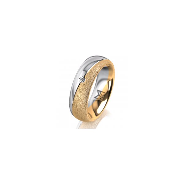 Ring 18 Karat Gelb-/Weissgold 6.0 mm kreismatt 1 Brillant G vs 0,025ct