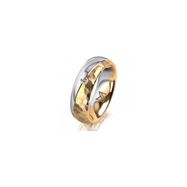 Ring 18 Karat Gelb-/Weissgold 6.0 mm diamantmatt 1 Brillant G vs 0,025ct