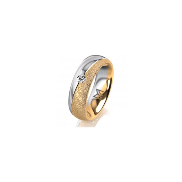 Ring 18 Karat Gelb-/Weissgold 6.0 mm kreismatt 1 Brillant G vs 0,065ct