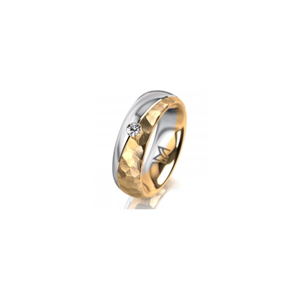 Ring 18 Karat Gelb-/Weissgold 6.0 mm diamantmatt 1 Brillant G vs 0,065ct
