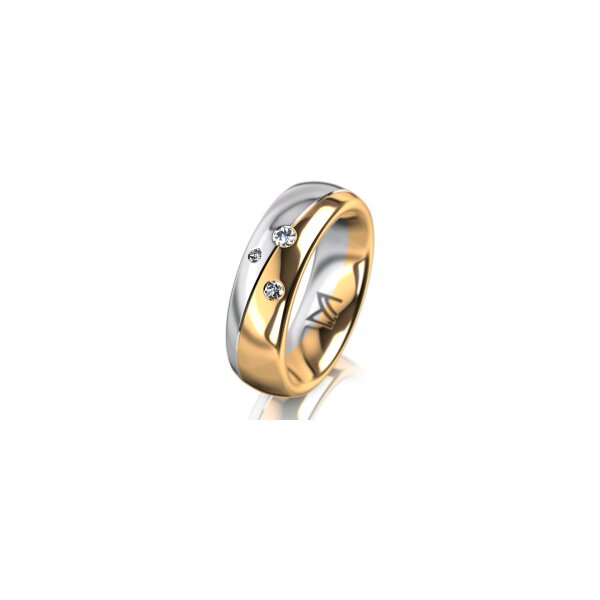 Ring 18 Karat Gelb-/Weissgold 6.0 mm poliert 3 Brillanten G vs Gesamt 0,060ct