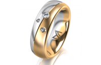 Ring 18 Karat Gelb-/Weissgold 6.0 mm l&auml;ngsmatt 3...