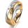 Ring 18 Karat Gelb-/Weissgold 6.0 mm l&auml;ngsmatt 3 Brillanten G vs Gesamt 0,060ct