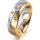 Ring 18 Karat Gelb-/Weissgold 6.0 mm längsmatt 5 Brillanten G vs Gesamt 0,080ct