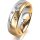 Ring 18 Karat Gelb-/Weissgold 6.0 mm l&auml;ngsmatt 5 Brillanten G vs Gesamt 0,080ct