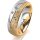 Ring 18 Karat Gelb-/Weissgold 6.0 mm kristallmatt 5 Brillanten G vs Gesamt 0,080ct