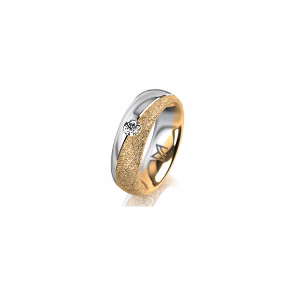 Ring 18 Karat Gelb-/Weissgold 6.0 mm kristallmatt 1 Brillant G vs 0,110ct