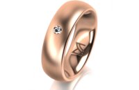 Ring 14 Karat Rotgold 6.0 mm l&auml;ngsmatt 1 Brillant G...