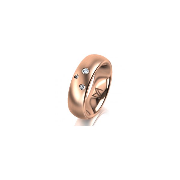 Ring 14 Karat Rotgold 6.0 mm l&auml;ngsmatt 3 Brillanten G vs Gesamt 0,060ct