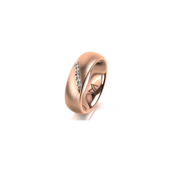 Ring 14 Karat Rotgold 6.0 mm sandmatt 5 Brillanten G vs Gesamt 0,065ct