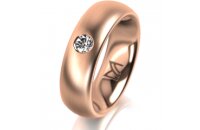 Ring 14 Karat Rotgold 6.0 mm l&auml;ngsmatt 1 Brillant G...