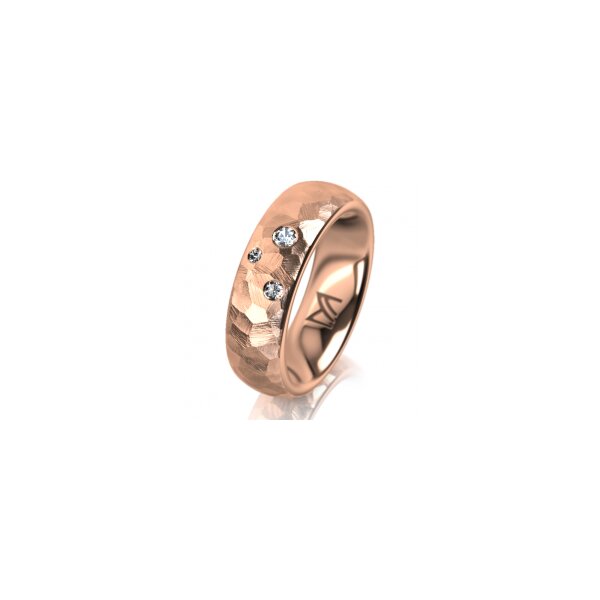 Ring 18 Karat Rotgold 6.0 mm diamantmatt 3 Brillanten G vs Gesamt 0,060ct