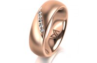 Ring 18 Karat Rotgold 6.0 mm l&auml;ngsmatt 5 Brillanten...
