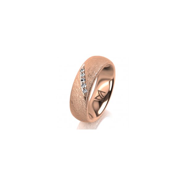 Ring 18 Karat Rotgold 6.0 mm kreismatt 5 Brillanten G vs Gesamt 0,065ct