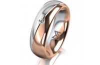 Ring 14 Karat Rot-/Weissgold 6.0 mm poliert 1 Brillant G...
