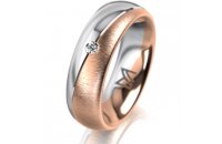 Ring 14 Karat Rot-/Weissgold 6.0 mm sandmatt 1 Brillant G...